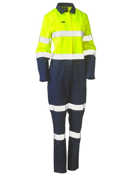 Womens Taped, Hi Vis, Cotton Drill Overall - Uniforms and Workwear NZ - Ticketwearconz