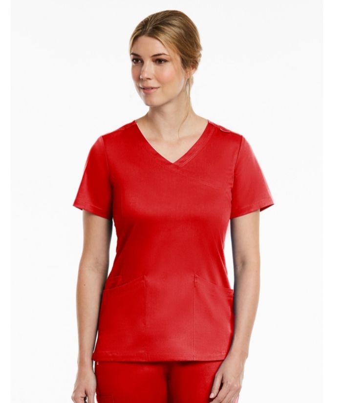 matrix-mock-wrap-red-scrub-top-uniform for vets, nurses, beauty therapists