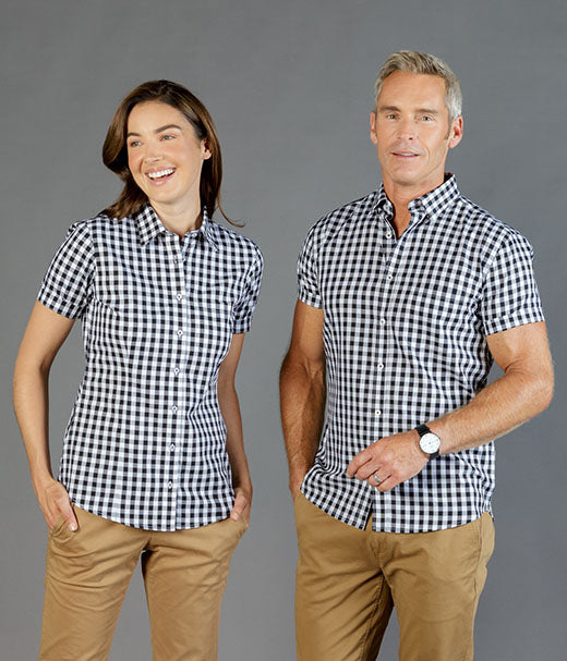 mens-short-sleeve-check-shirts-Degraves Royal Oxford Check Short Sleeve Mens Shirt-1710hs
