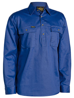 Bisley Closed Front Drill Long Sleeve Shirt-BSC6433