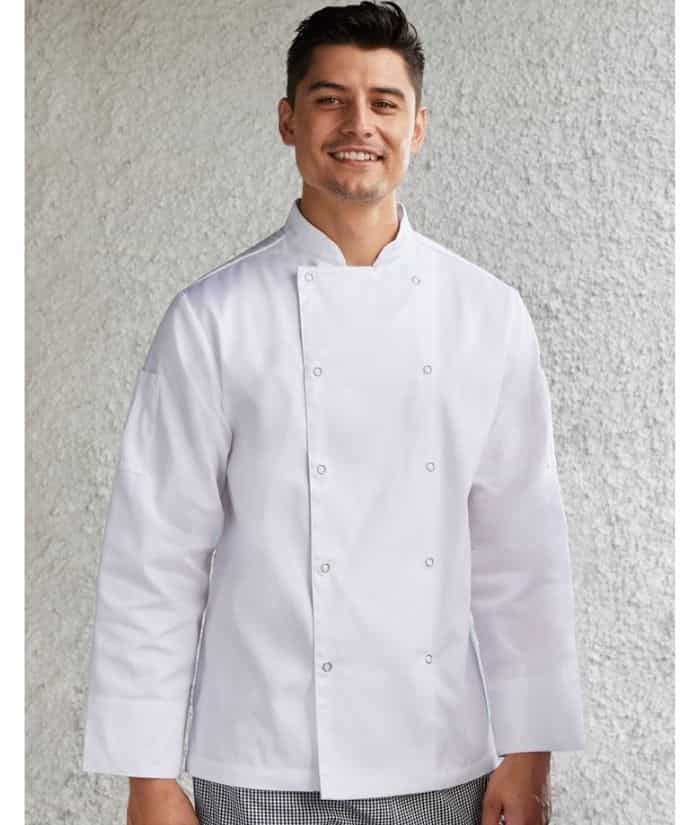 Yes-chef-range-CH232ML-mens-zest-snap-dome-front-vented-chef-jacket-long-sleeve-black-white
