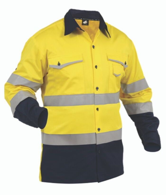 industrial-tradie-shirt-roll-up-sleeves-hi-vis-yellow-navy-cotton