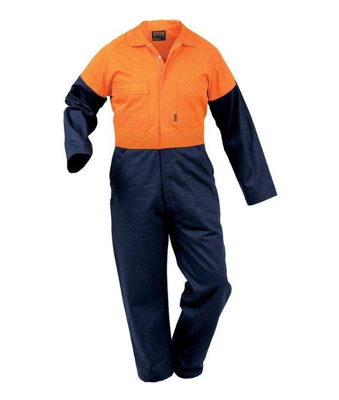 WORKZONE-DAY-ONLY-HI-VIS-overall-DODCO-44102ON-COTTON-DOMED-ORANGE-NAVY