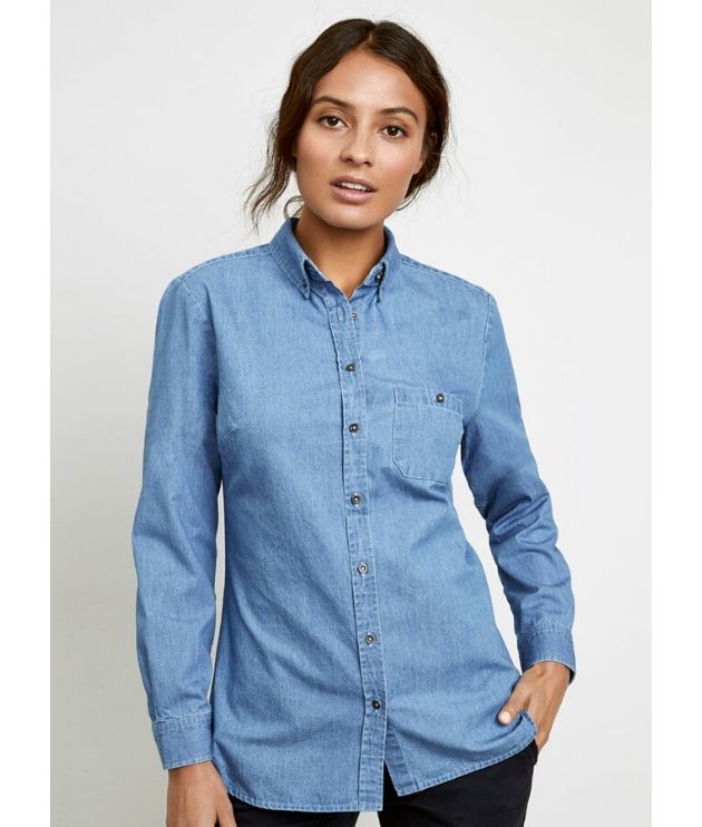 Biz Collection Womens Indie Denim Long Sleeve Shirt - S2017LL Colour: Blue