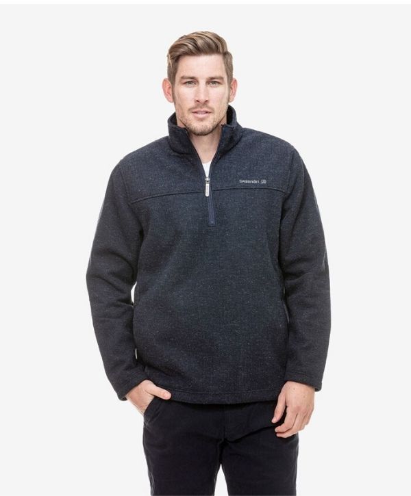 SD2462-Men's Weka Pullover with Bonded Wool Lining-SWANNDRI. Colours: Navy, Charcoal. Sizes: Sm - 3XL