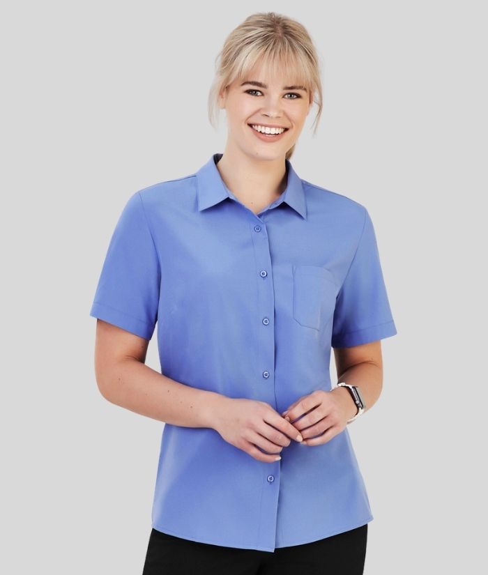 womens-short-sleeve-blouse-bizcare-florence-stretch-mid-blue-cs97ls