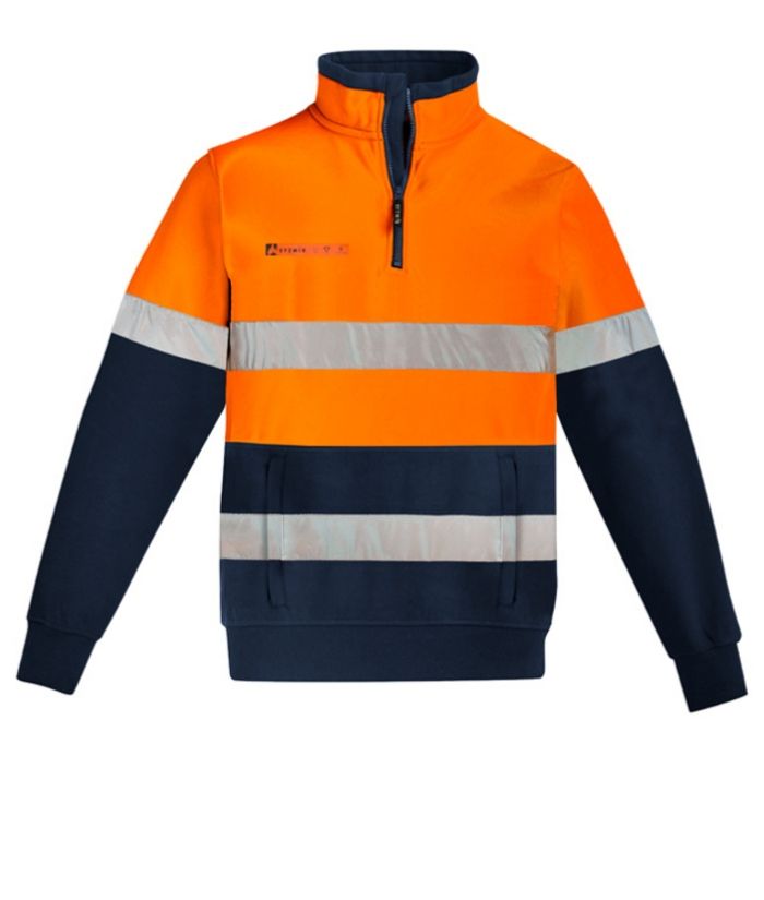 Mens Orange Flame HRC 2 Hoop Taped 1/4 Zip Brushed Fleece - Uniforms and Workwear NZ - Ticketwearconz