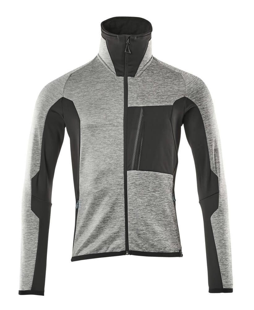 MASCOT Fleece Jumper with zipper – Grey-Flecked/Black