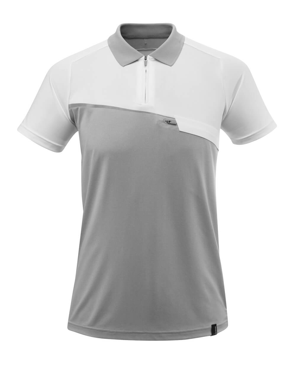 MASCOT Polo Shirt with chest pocket – Grey-Flecked/White