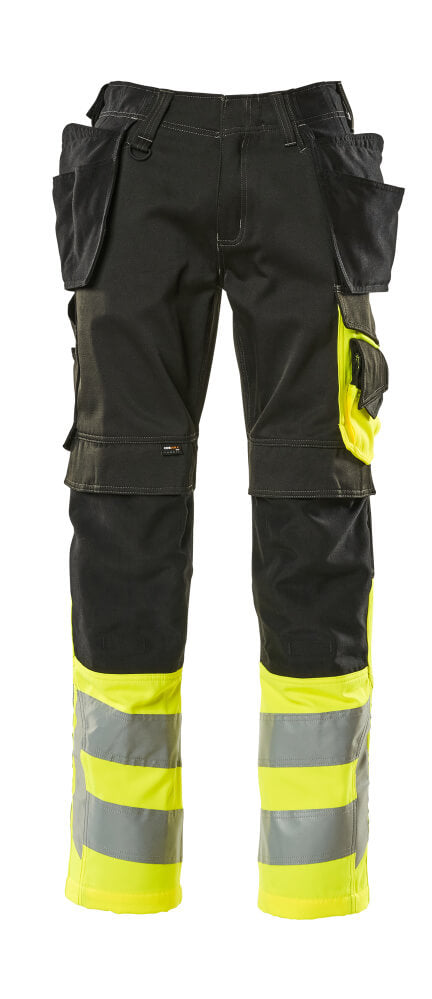 MASCOT Trousers with holster pockets – Black/Hi-Vis Yellow