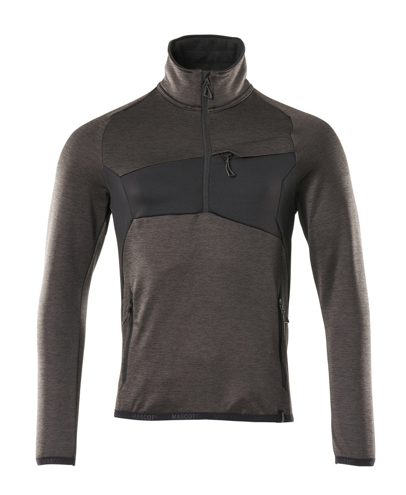 MASCOT Fleece Jumper with half zip – Dark Anthracite/Black