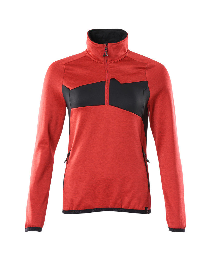 MASCOT Fleece Jumper with half zip – Traffic Red/Black