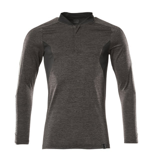 MASCOT Polo Shirt, long-sleeved – Dark Anthracite-Flecked/Black