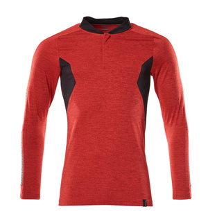 MASCOT Polo Shirt, long-sleeved – Traffic Red-Flecked/Black