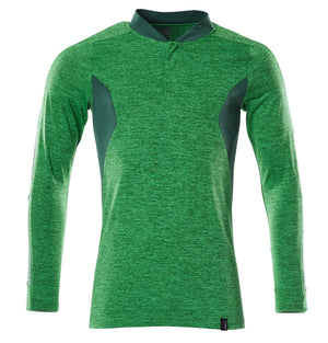 MASCOT Polo Shirt, long-sleeved – Grass Green-Flecked/Green