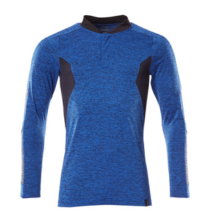 MASCOT Polo Shirt, long-sleeved – Azure Blue-Flecked/Dark Navy