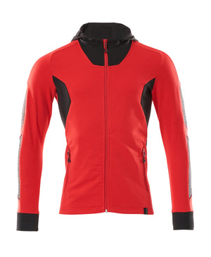 MASCOT Hoodie with zipper – Traffic Red/Black