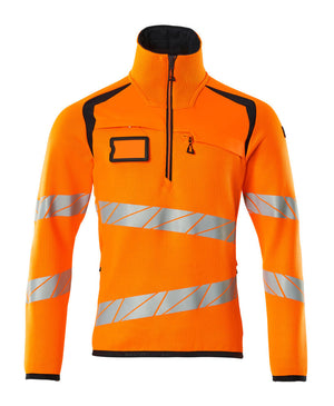 MASCOT Knitted Jumper with half zip – Hi-Vis Orange/Dark Navy