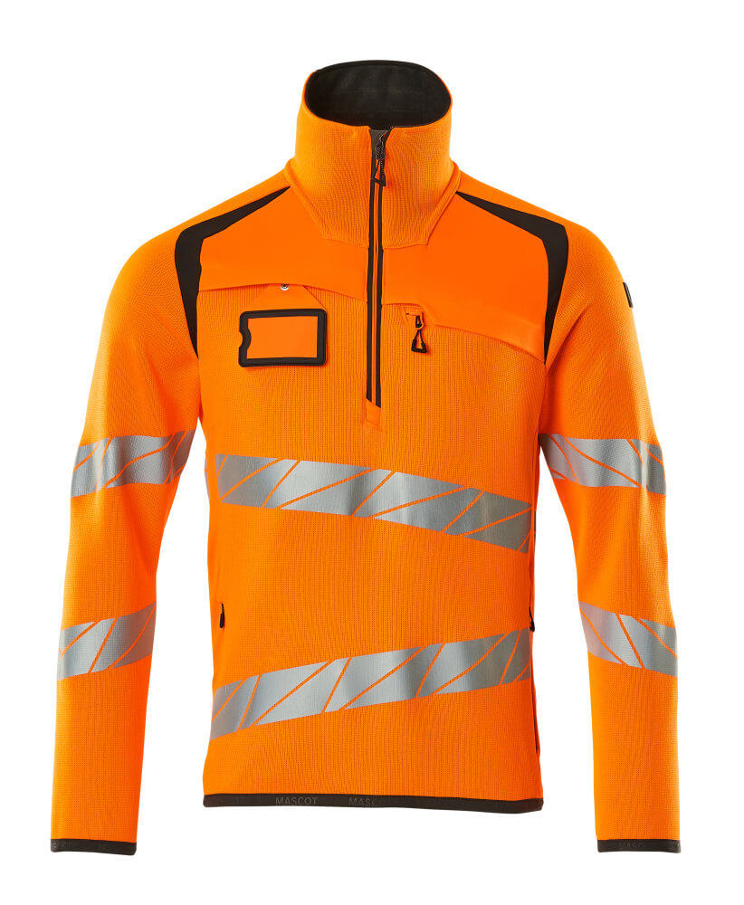 MASCOT Knitted Jumper with half zip – Hi-Vis Orange/Dark Anthracite