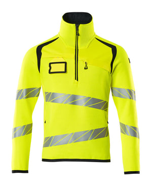 MASCOT Knitted Jumper with half zip – Hi-Vis Yellow/Dark Navy
