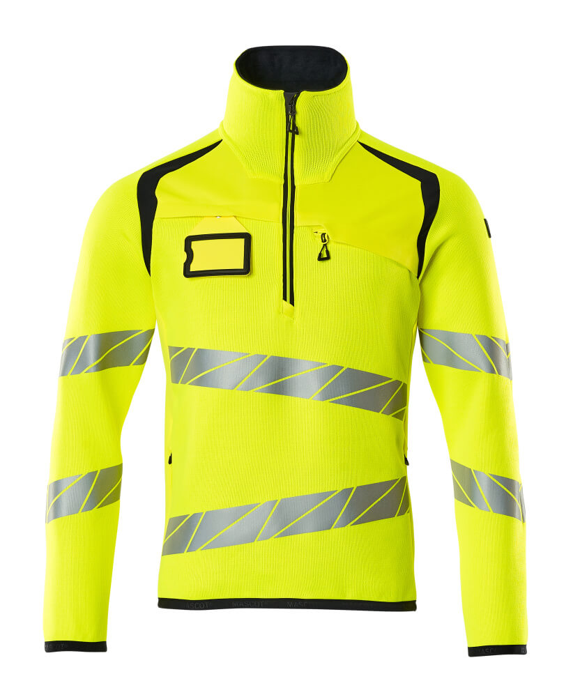 MASCOT Knitted Jumper with half zip – Hi-Vis Yellow/Dark Navy