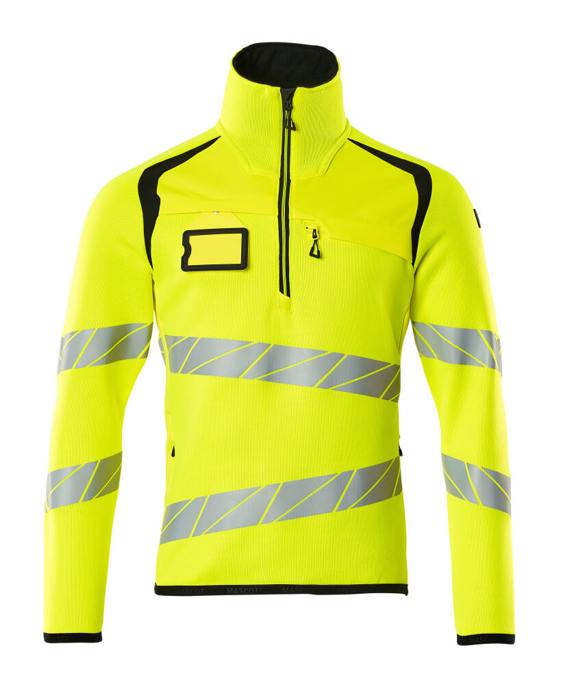 MASCOT Knitted Jumper with half zip – Hi-Vis Yellow/Black