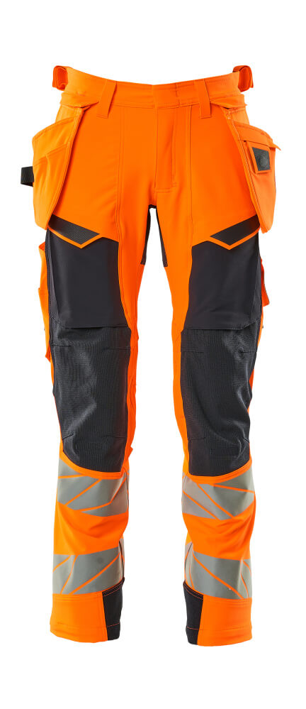 MASCOT Trousers with holster pockets – Hi-Vis Orange/Dark Navy