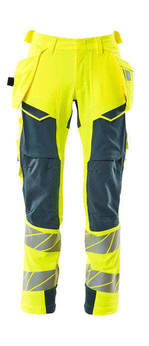 MASCOT Trousers with holster pockets – Hi-Vis Yellow/Dark Petroleum