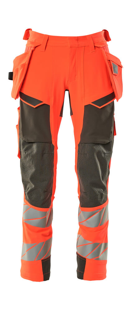 MASCOT Trousers with holster pockets – Hi-Vis Red/Dark Anthracite