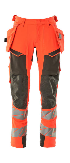 MASCOT Trousers with holster pockets – Hi-Vis Red/Dark Anthracite