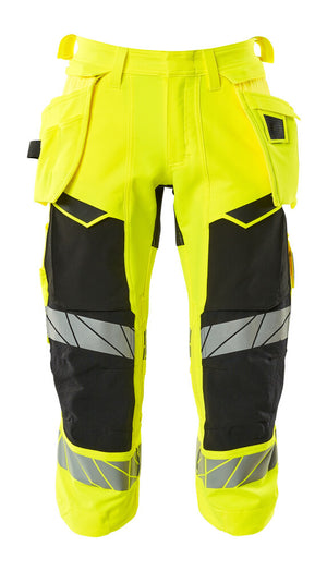 MASCOT ¾ Length Trousers with holster pockets – Hi-Vis Yellow/Black