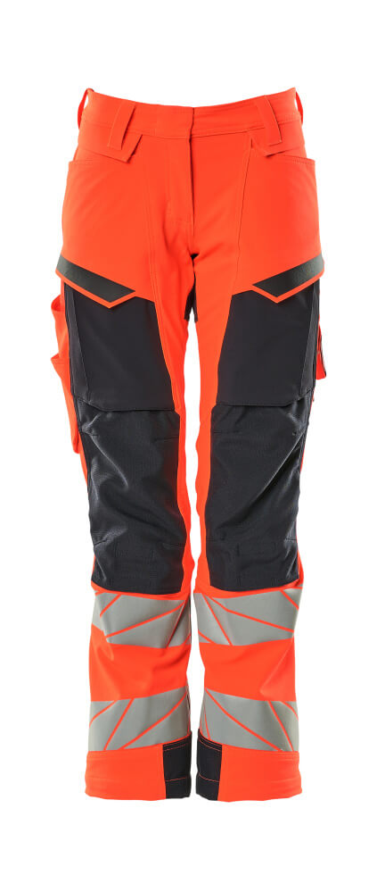MASCOT Trousers with kneepad pockets – Hi-Vis Red/Dark Navy