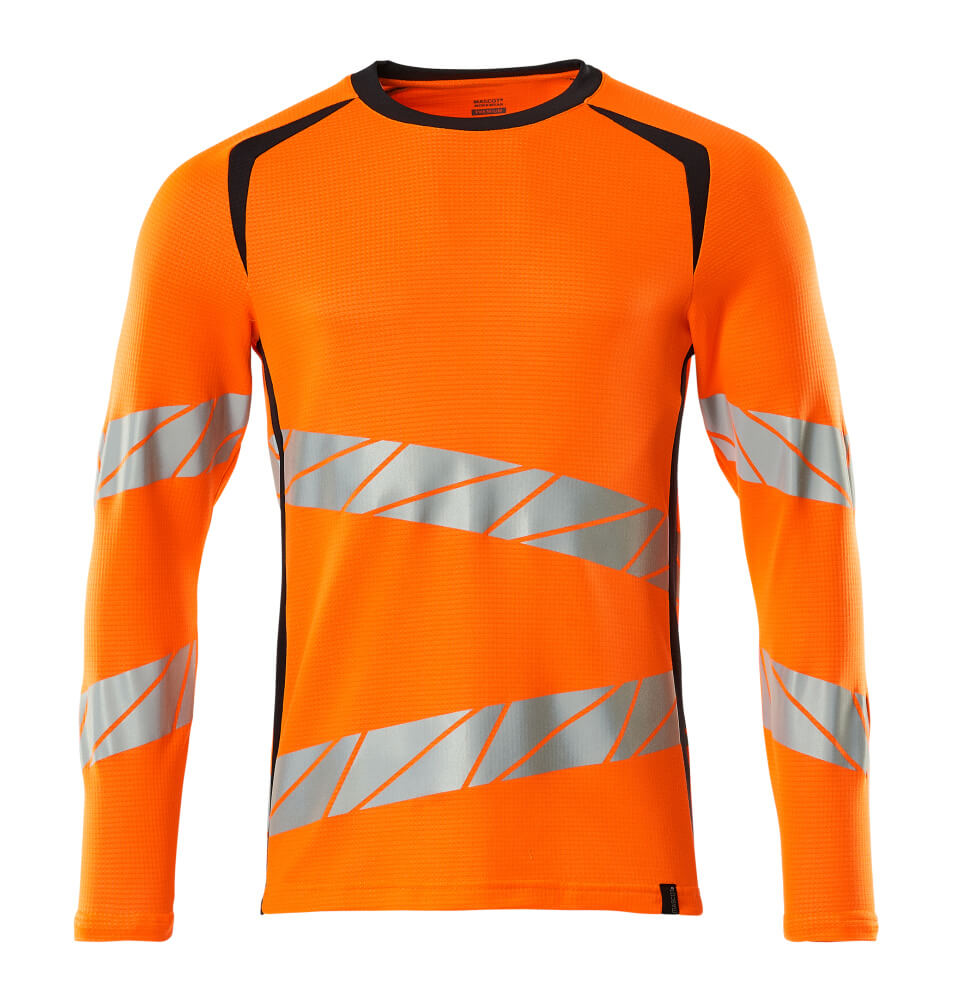 MASCOT T-shirt, long-sleeved – Hi-Vis Orange/Dark Navy