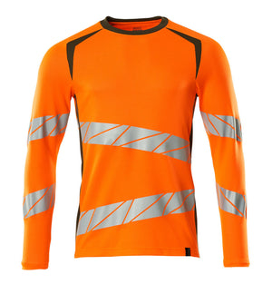 MASCOT T-shirt, long-sleeved – Hi-Vis Orange/Moss Green