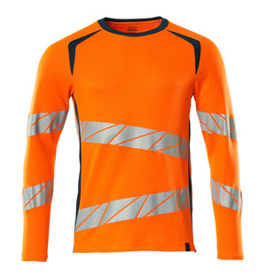 MASCOT T-shirt, long-sleeved – Hi-Vis Orange/Dark Petroleum