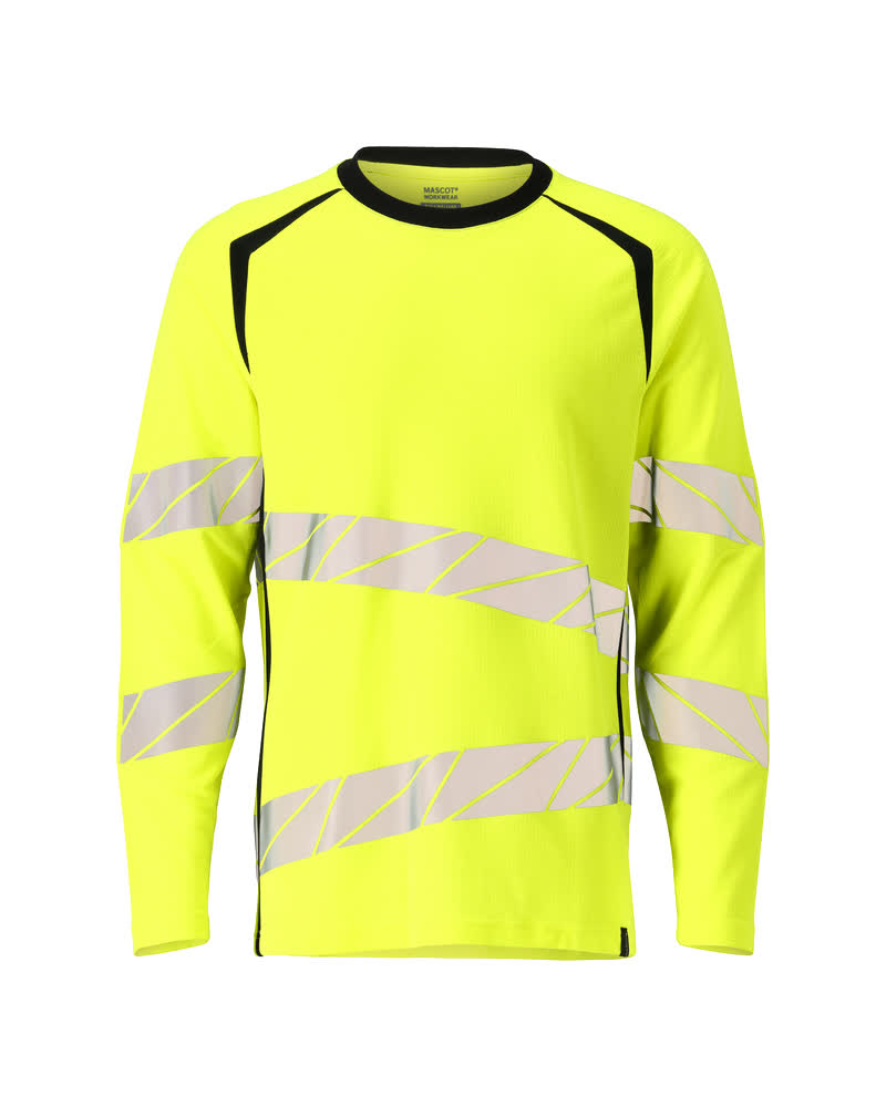 MASCOT T-shirt, long-sleeved – Hi-Vis Yellow/Black