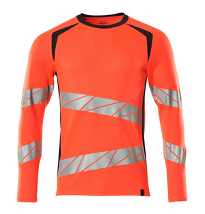 MASCOT T-shirt, long-sleeved – Hi-Vis Red/Dark Navy