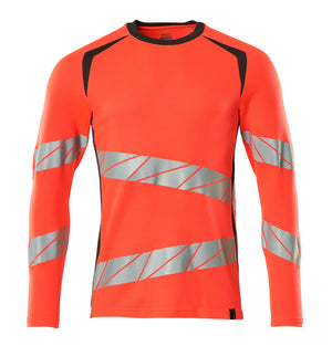 MASCOT T-shirt, long-sleeved – Hi-Vis Red/Dark Anthracite