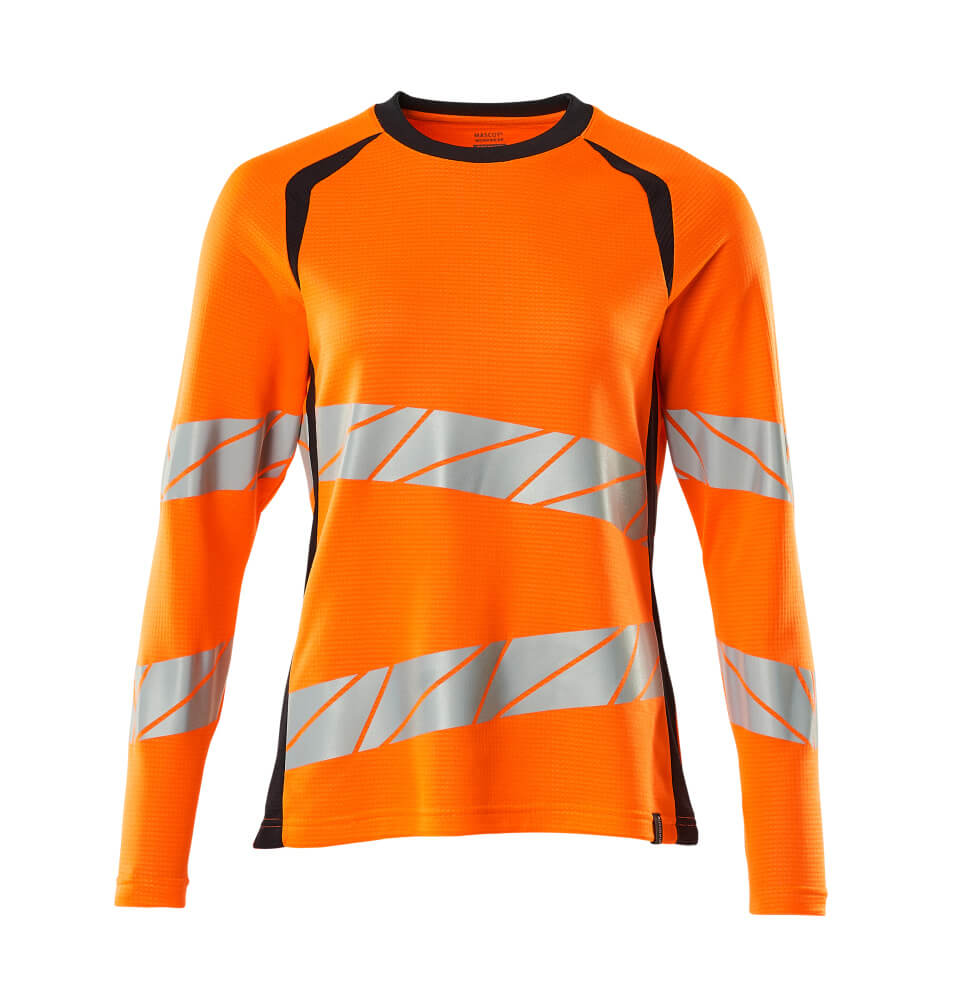 MASCOT T-shirt, long-sleeved – Hi-Vis Orange/Dark Navy