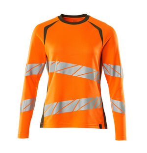 MASCOT T-shirt, long-sleeved – Hi-Vis Orange/Moss Green