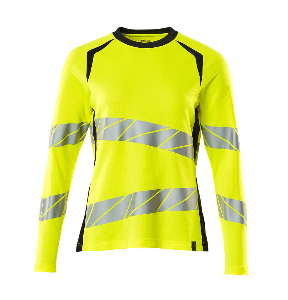 MASCOT T-shirt, long-sleeved – Hi-Vis Yellow/Dark Navy