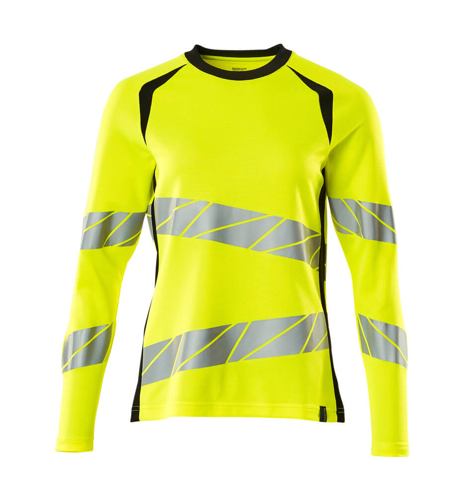 MASCOT T-shirt, long-sleeved – Hi-Vis Yellow/Black