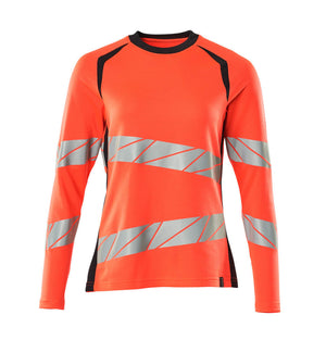 MASCOT T-shirt, long-sleeved – Hi-Vis Red/Dark Navy