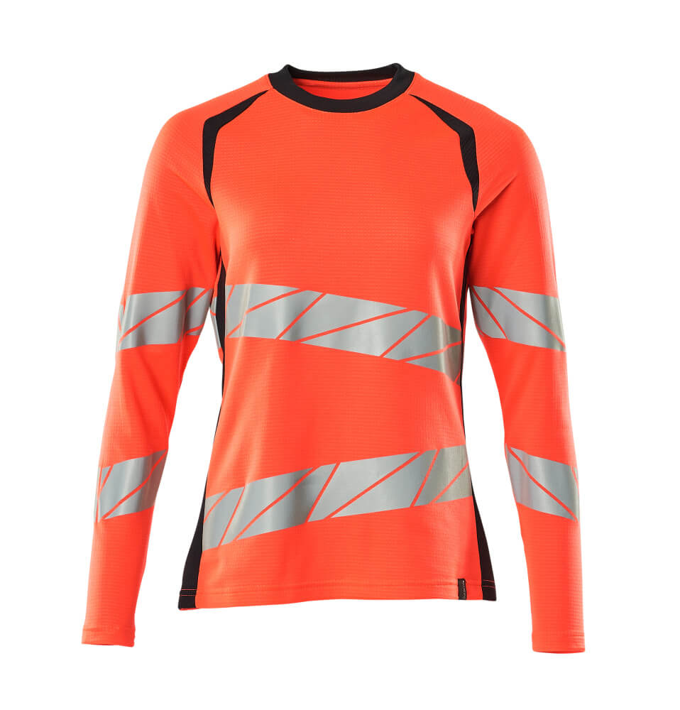 MASCOT T-shirt, long-sleeved – Hi-Vis Red/Dark Navy