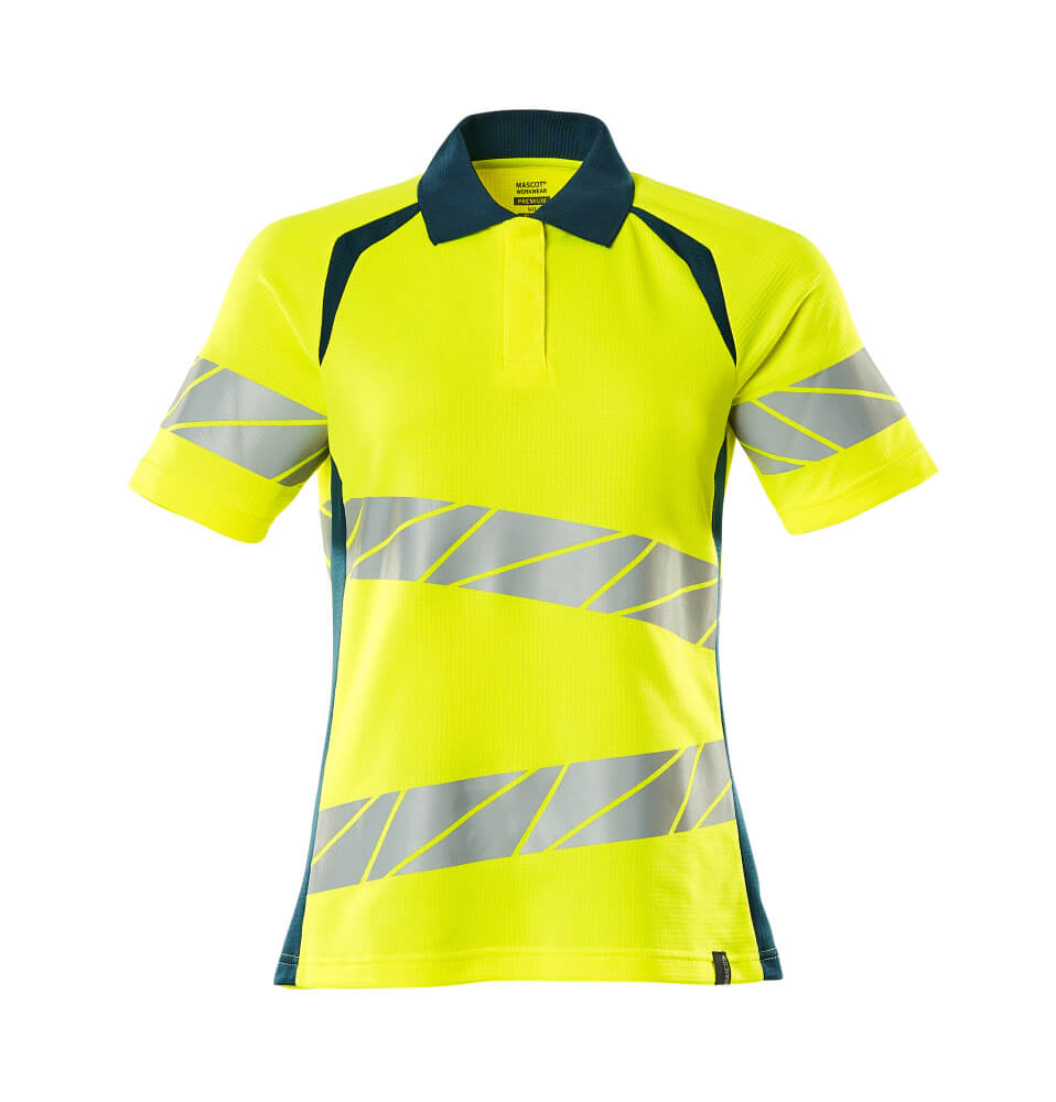 MASCOT Polo shirt – Hi-Vis Yellow/Dark Petroleum