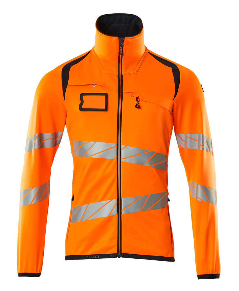 MASCOT Fleece Jumper with zipper – Hi-Vis Orange/Dark Navy