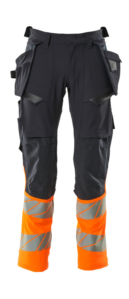 MASCOT Trousers with holster pockets – Dark Navy/Hi-Vis Orange