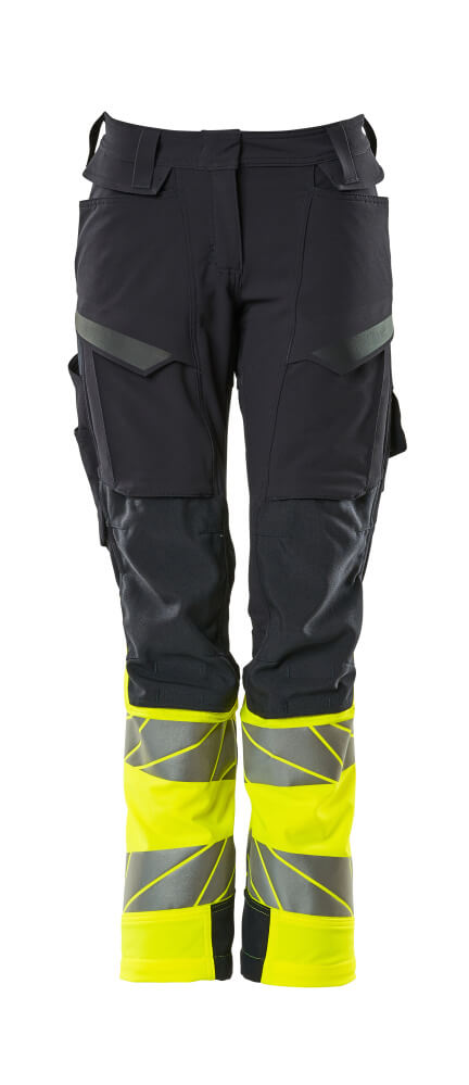 MASCOT Trousers with kneepad pockets – Dark Navy/Hi-Vis Yellow