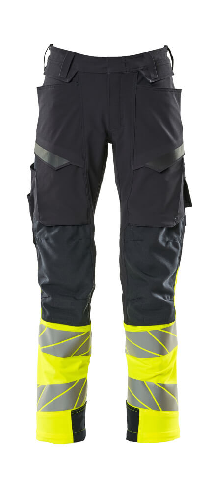 MASCOT Trousers with kneepad pockets – Dark Navy/Hi-Vis Yellow