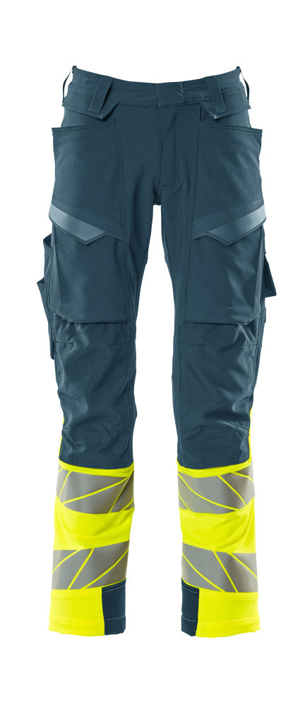 MASCOT Trousers with kneepad pockets – Dark Petroleum/Hi-Vis Yellow